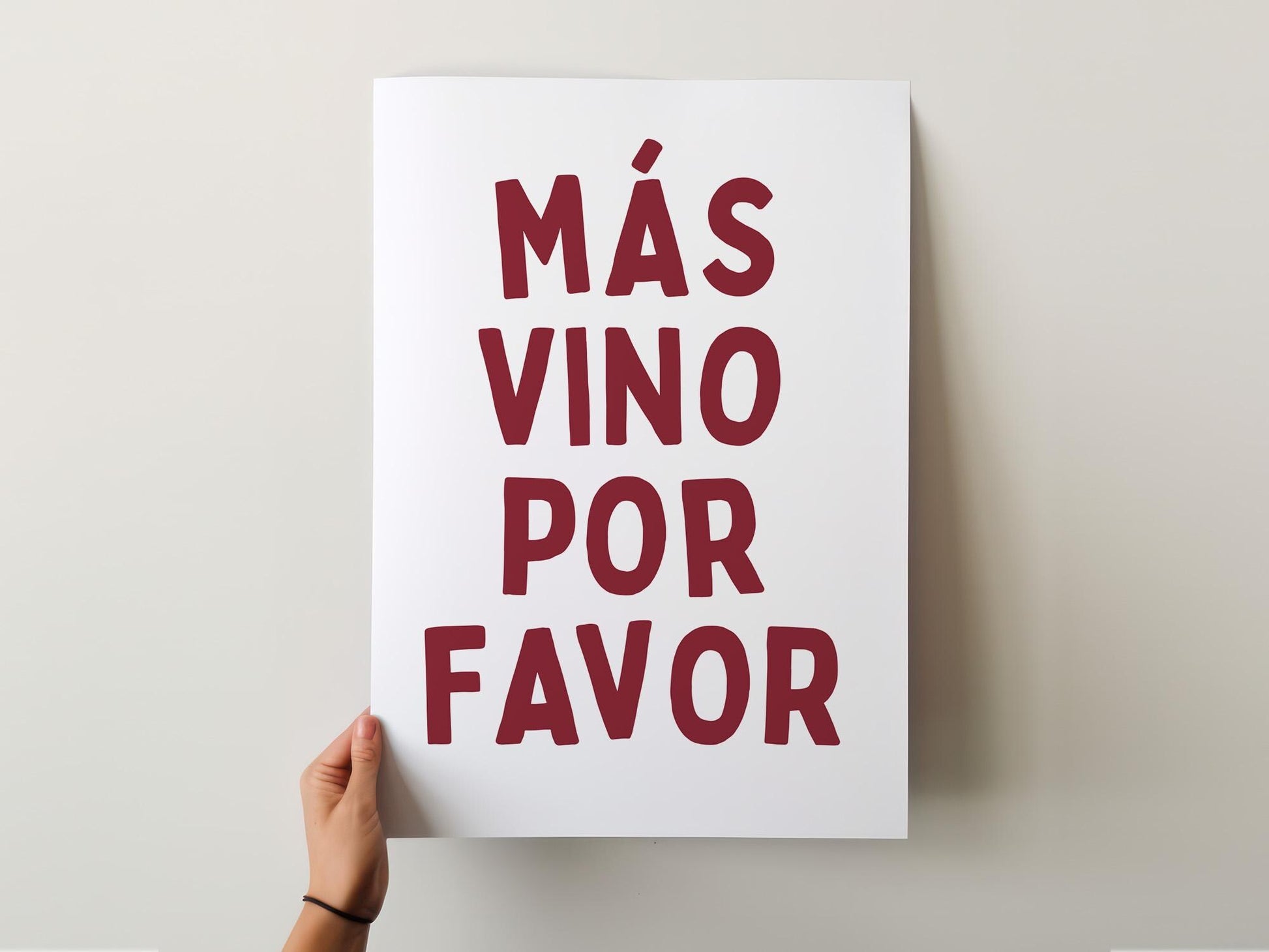 Customizable Mas Vino Por Favor | Art Print Poster ONLY | Kitchen Wall Art | Wall Decor for Wine Lovers | Funny Adult Poster