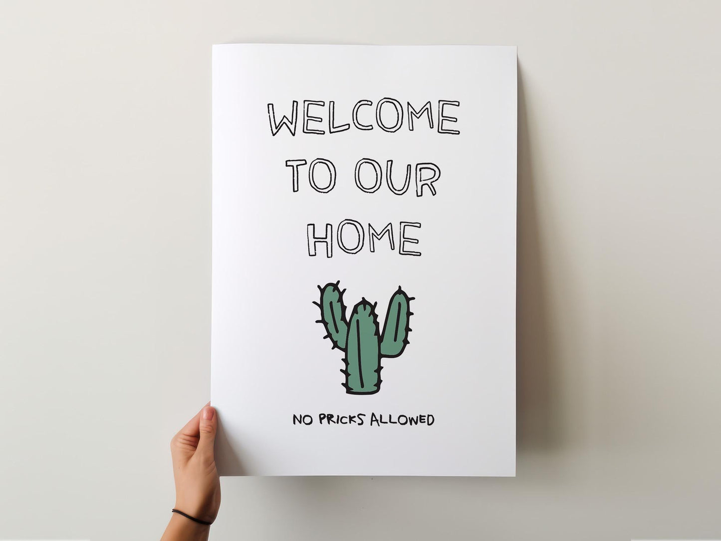 Customizable Welcome, No Pricks Allowed | Art Print Poster ONLY | Funny Hallway Art | Funny Welcome Wall Decor | Entry Way Print