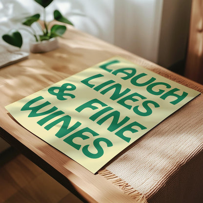 Customizable Laugh Lines and Fine Wines | Art Print Poster ONLY | kitchen Art | Dining Room Decor | Funny Wine Poster