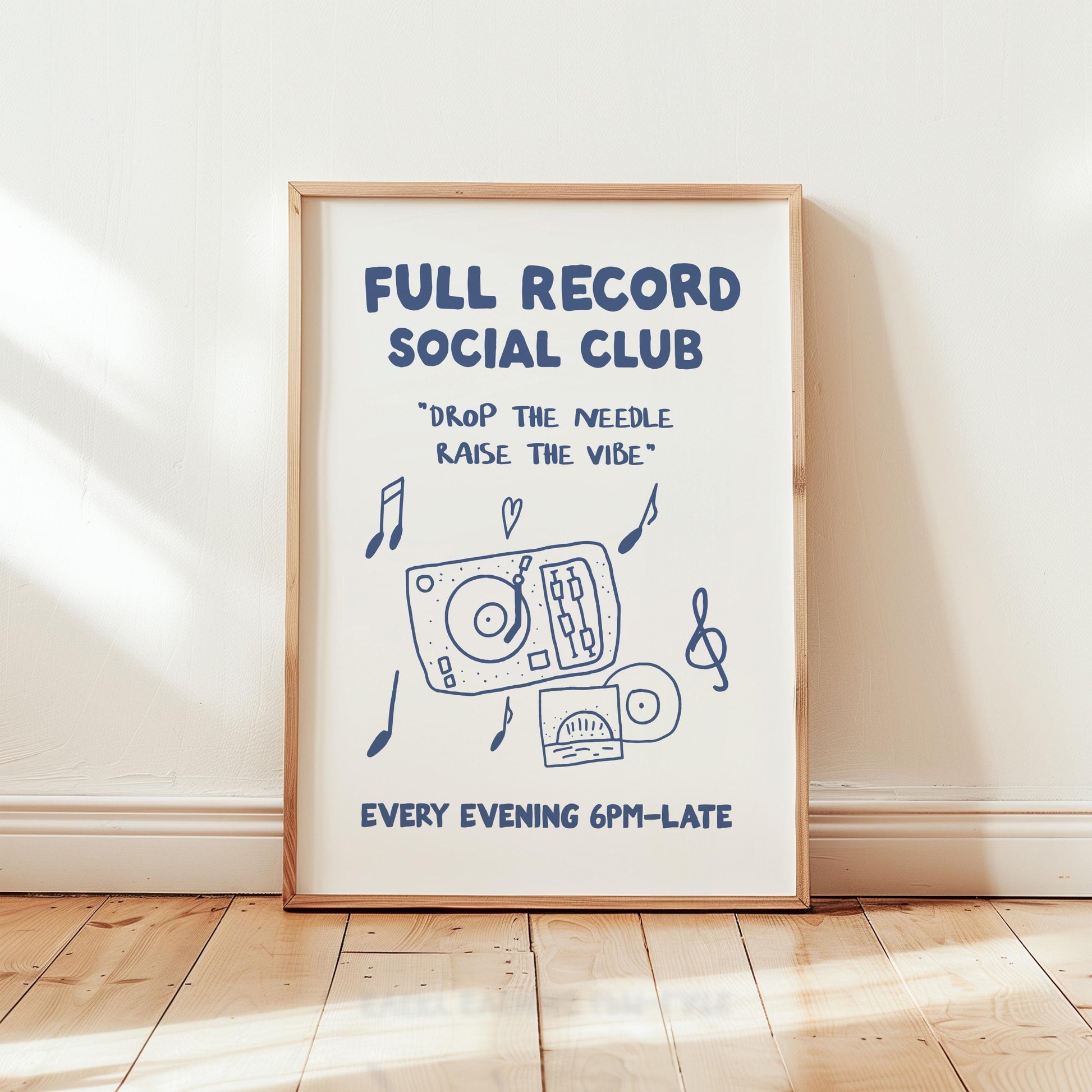 Customizable Full Record Social Club, Art Print Poster ONLY, drop the needle, Living Room Art, vinyl lover art print, Music Poster,
