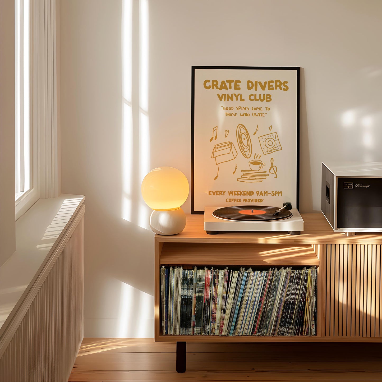 Customizable Crate Divers Vinyl Club, Retro Art Print Poster ONLY, Record Player Music Room Art, Living Room Art, Vinyl Art, Music Poster