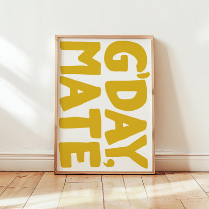 Customizable G'Day Mate Australia Art Print Poster ONLY, Hallway Art, Funny Australian Welcome Wall Decor, Aussie Entry Way Print