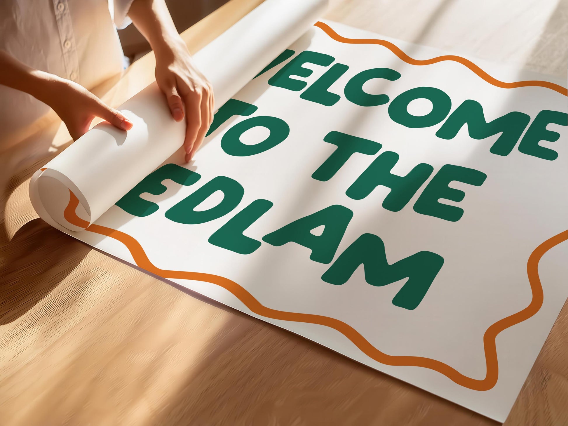 Customizable Welcome To The Bedlam Art Print Poster ONLY, Hallway Art, Funny Welcome Wall Decor, Entryway Print, Minimalist Doodle Art Print