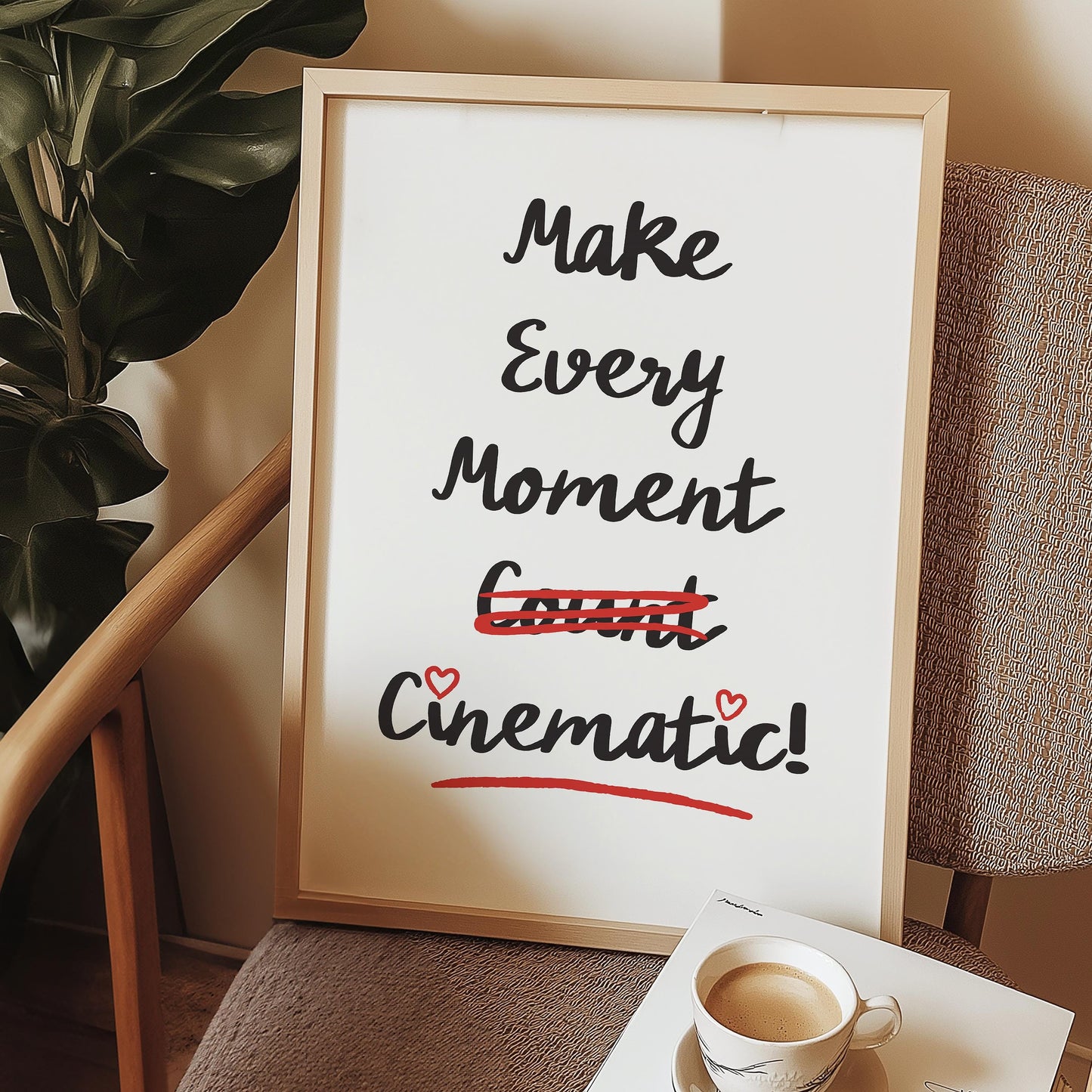 Customizable Make Every Moment Cinematic Poster, Doodle Minimal Art Print Poster ONLY, Bedroom Art, Inspiring Wall Decor, Custom Colours