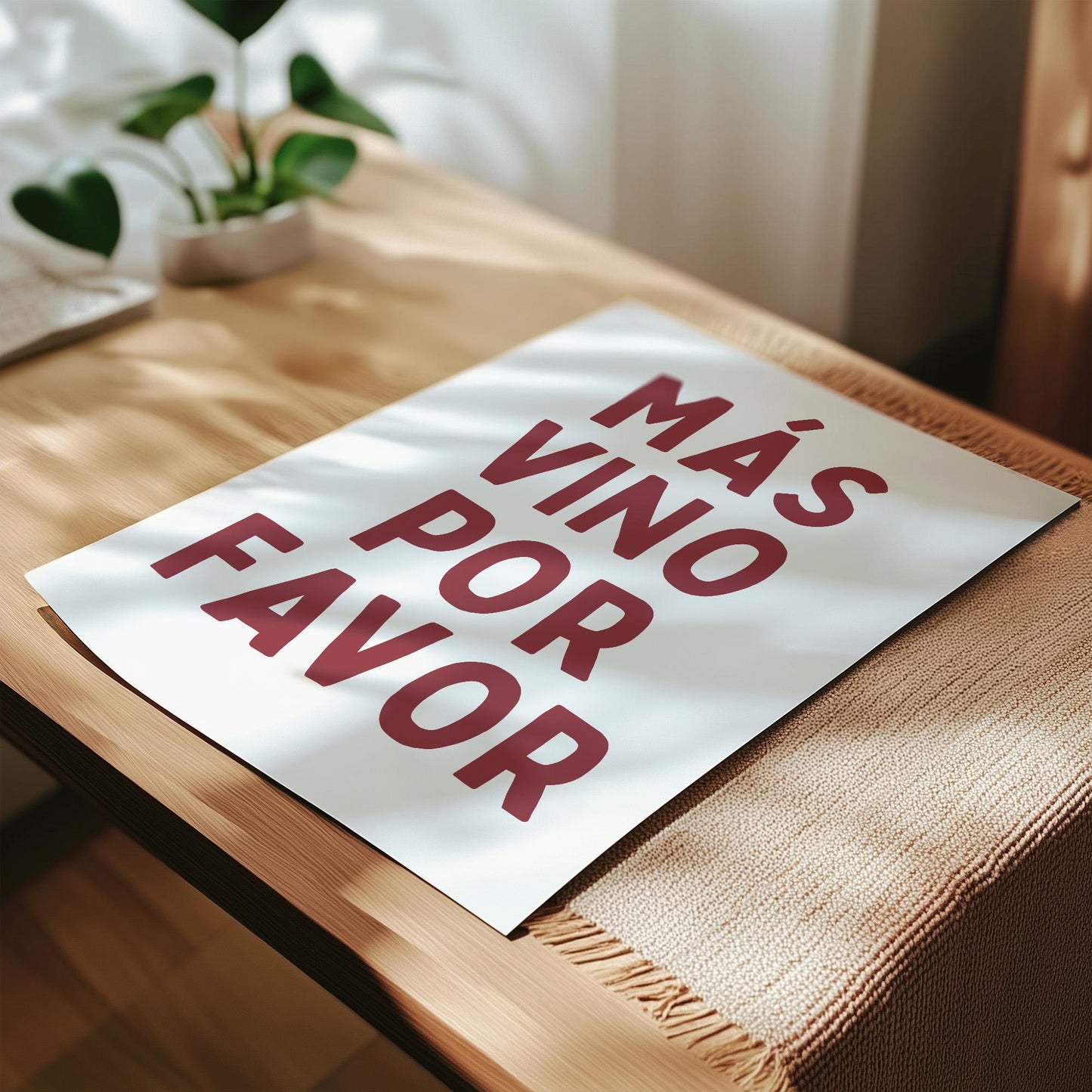 Customizable Mas Vino Por Favor | Art Print Poster ONLY | Kitchen Wall Art | Wall Decor for Wine Lovers | Funny Adult Poster