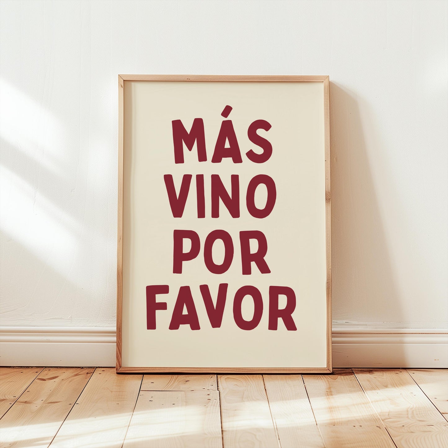 Customizable Mas Vino Por Favor | Art Print Poster ONLY | Kitchen Wall Art | Wall Decor for Wine Lovers | Funny Adult Poster