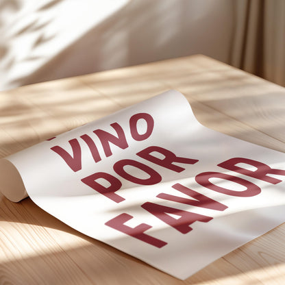 Customizable Mas Vino Por Favor | Art Print Poster ONLY | Kitchen Wall Art | Wall Decor for Wine Lovers | Funny Adult Poster