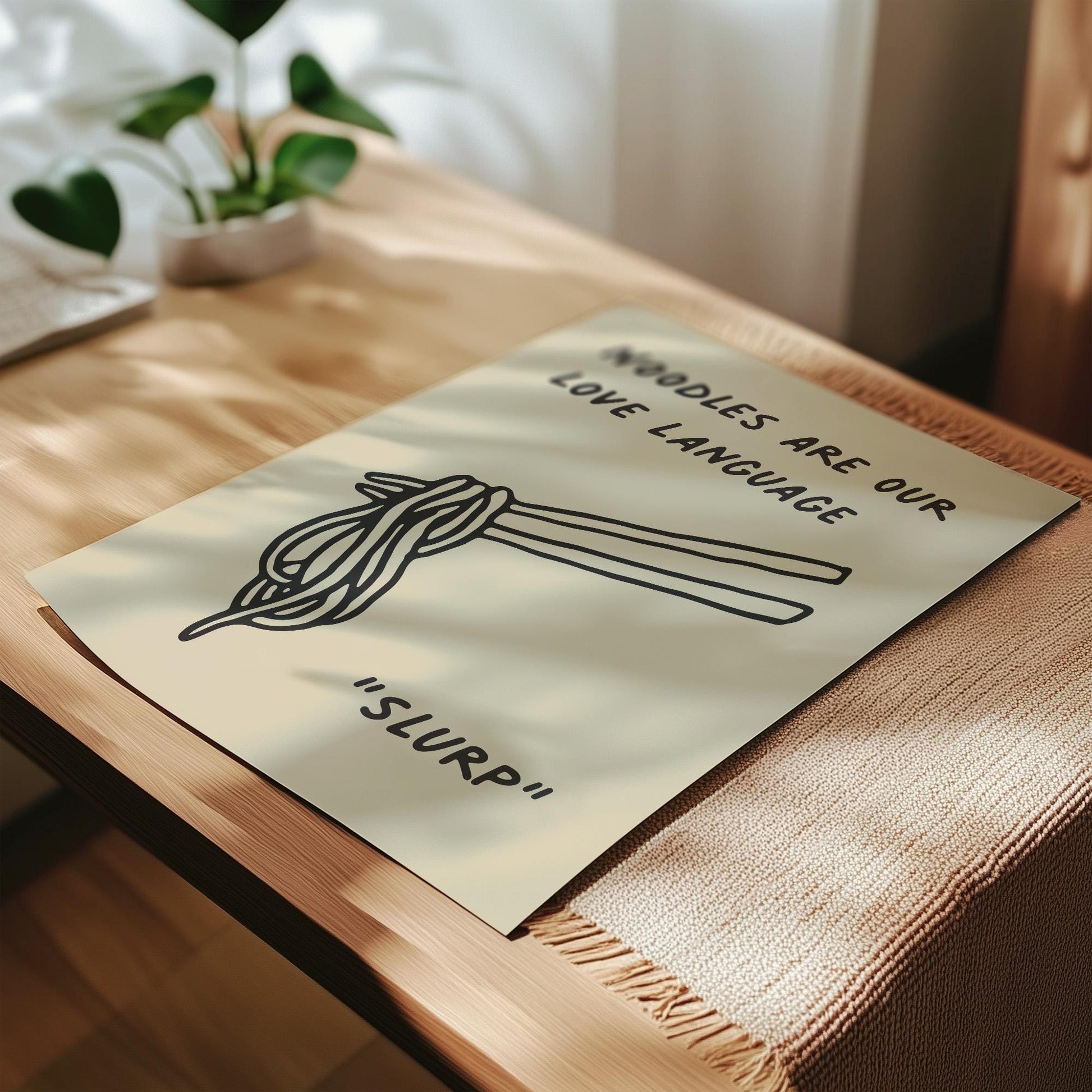 Customizable Noodles are our love language, Art Print Poster ONLY, funny kitchen Art, Bold Kitchen Wall Decor, Funny Ramen Poster, Foody Art