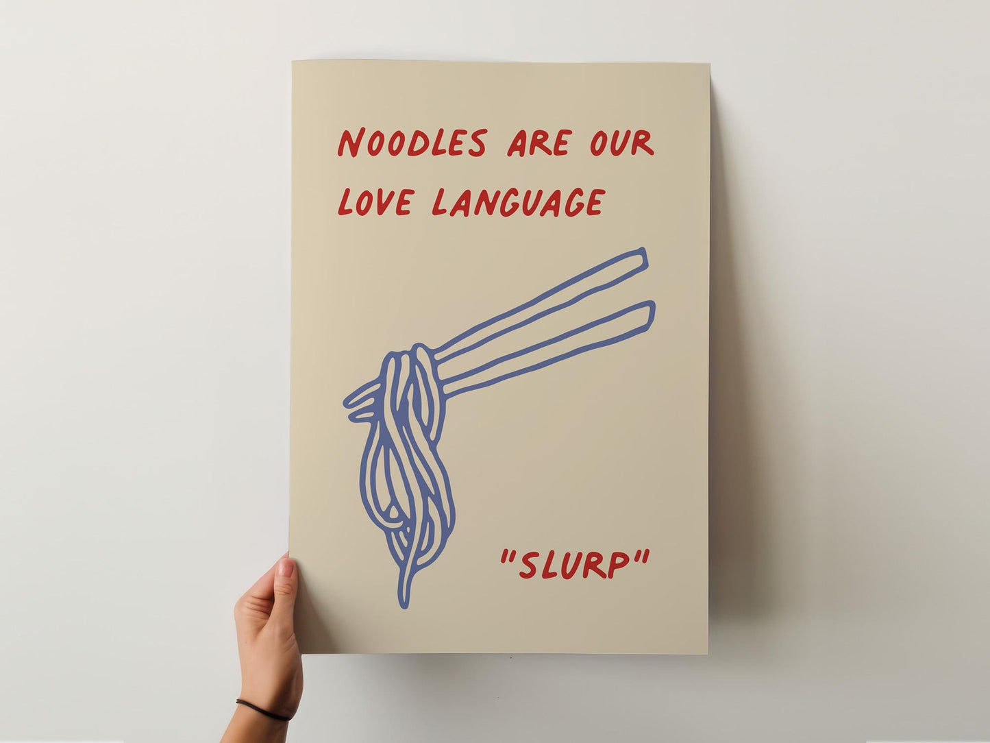 Customizable Noodles are our love language, Art Print Poster ONLY, funny kitchen Art, Bold Kitchen Wall Decor, Funny Ramen Poster, Foody Art