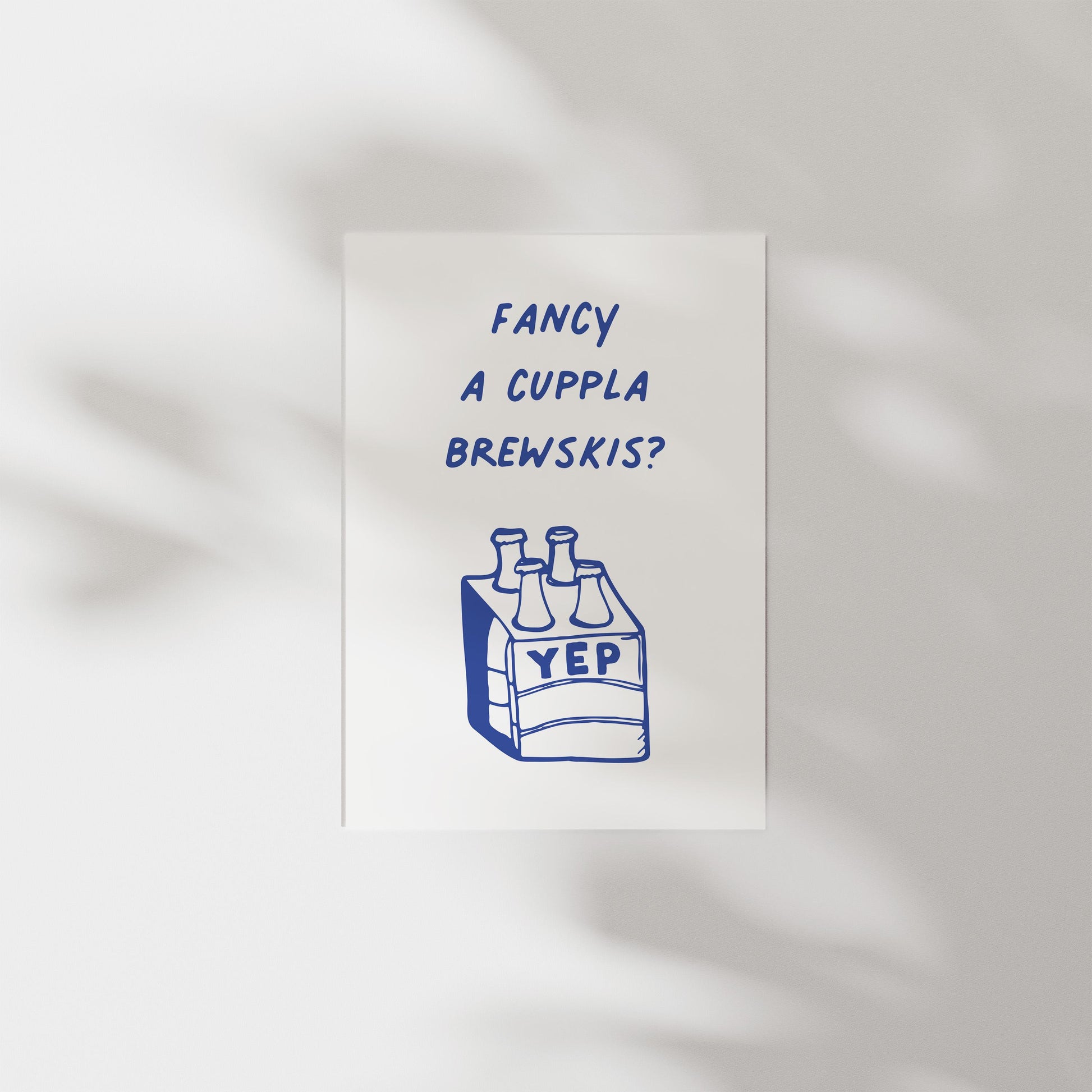 Customizable Fancy a Cuppla Brewskis? Art Print Poster ONLY, kitchen Art, Dining Room Wall Decor, Funny beer Lover Print, Minimal beer Art