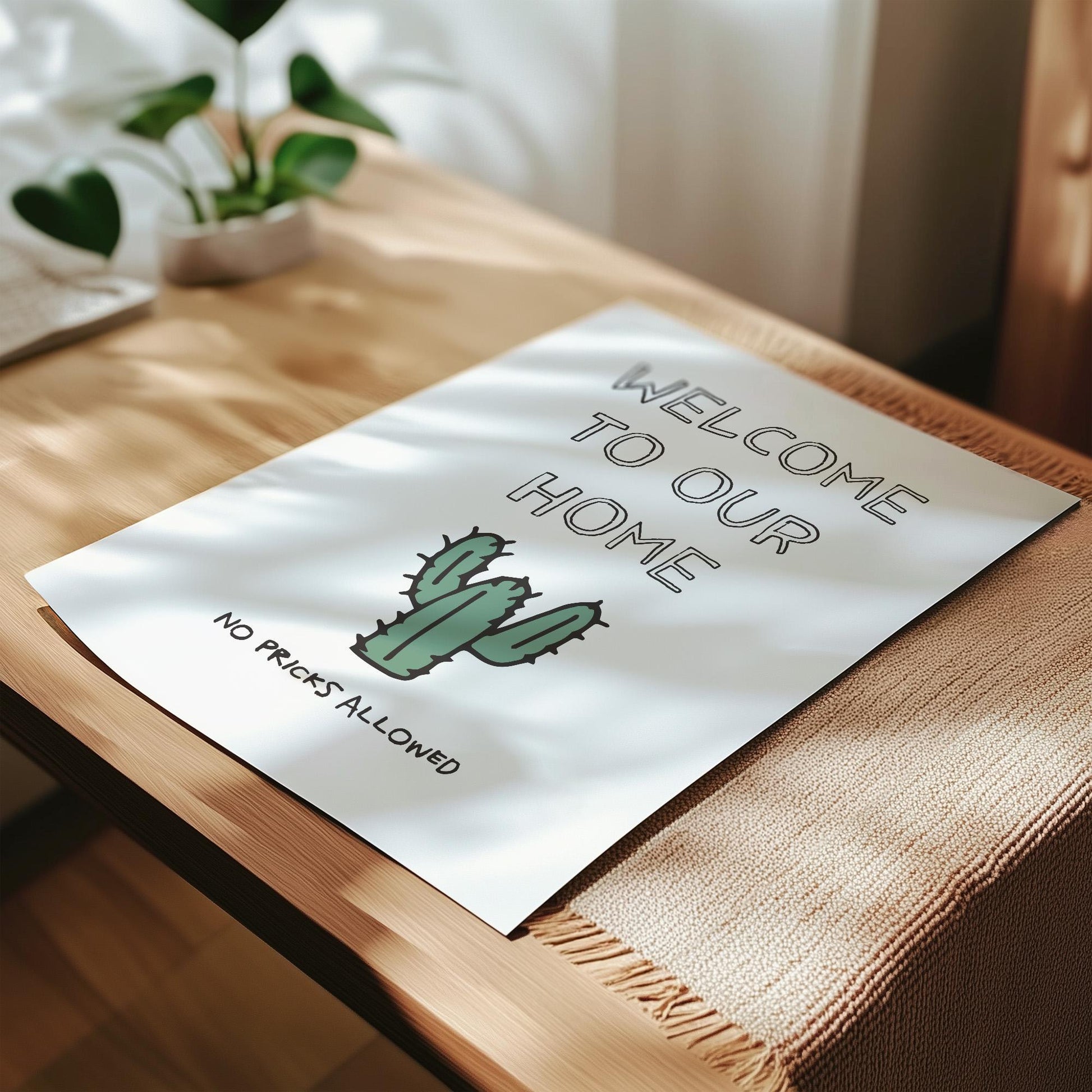 Customizable Welcome, No Pricks Allowed | Art Print Poster ONLY | Funny Hallway Art | Funny Welcome Wall Decor | Entry Way Print