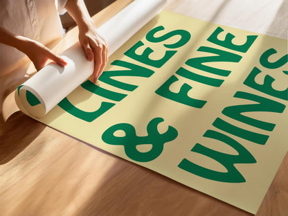 Customizable Laugh Lines and Fine Wines | Art Print Poster ONLY | kitchen Art | Dining Room Decor | Funny Wine Poster