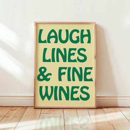 Customizable Laugh Lines and Fine Wines | Art Print Poster ONLY | kitchen Art | Dining Room Decor | Funny Wine Poster
