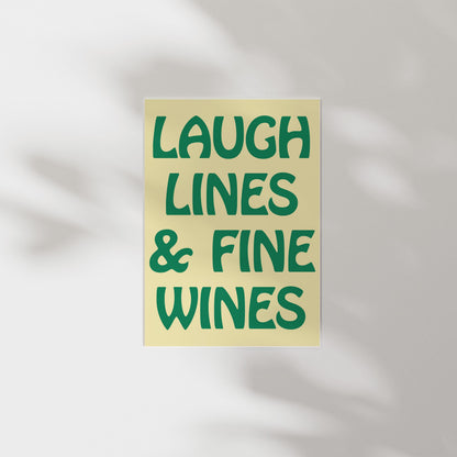 Customizable Laugh Lines and Fine Wines | Art Print Poster ONLY | kitchen Art | Dining Room Decor | Funny Wine Poster