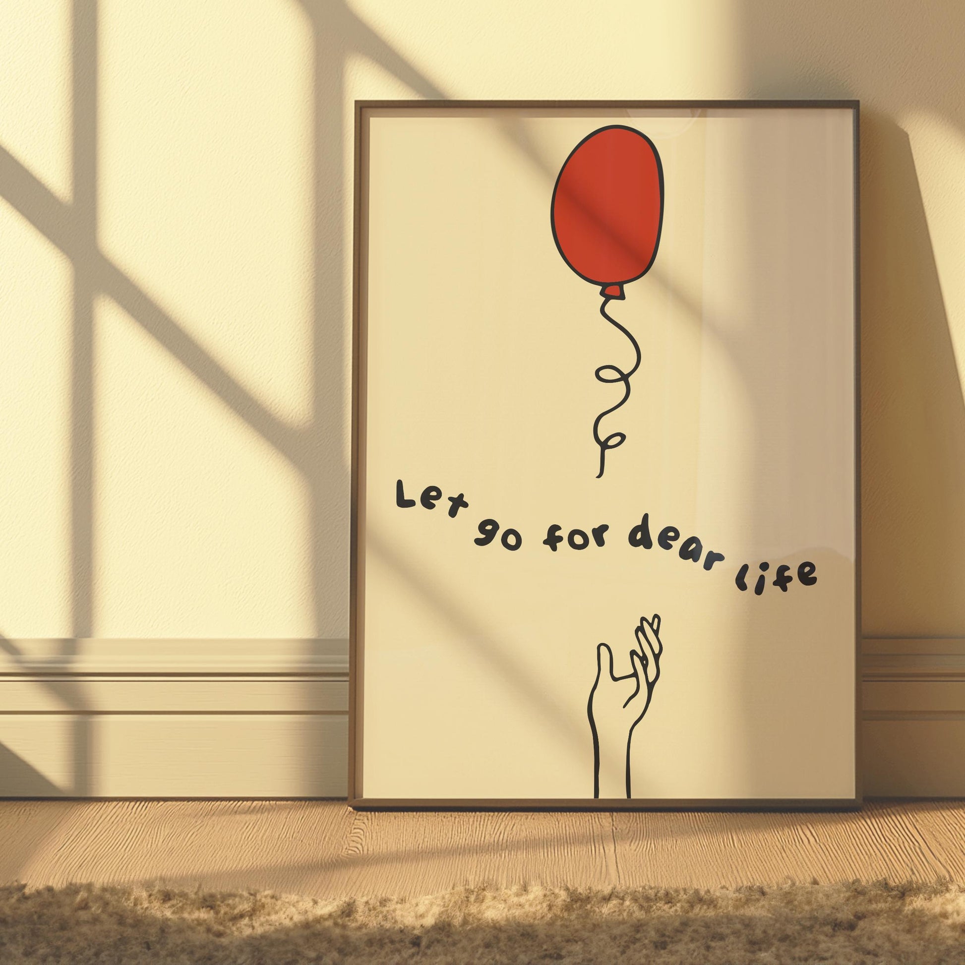 Customizable Let go for dear life Art Print Poster ONLY, Thoughtful Art Print, Mental Health Wall art, Doodle Art Print, Custom Colours