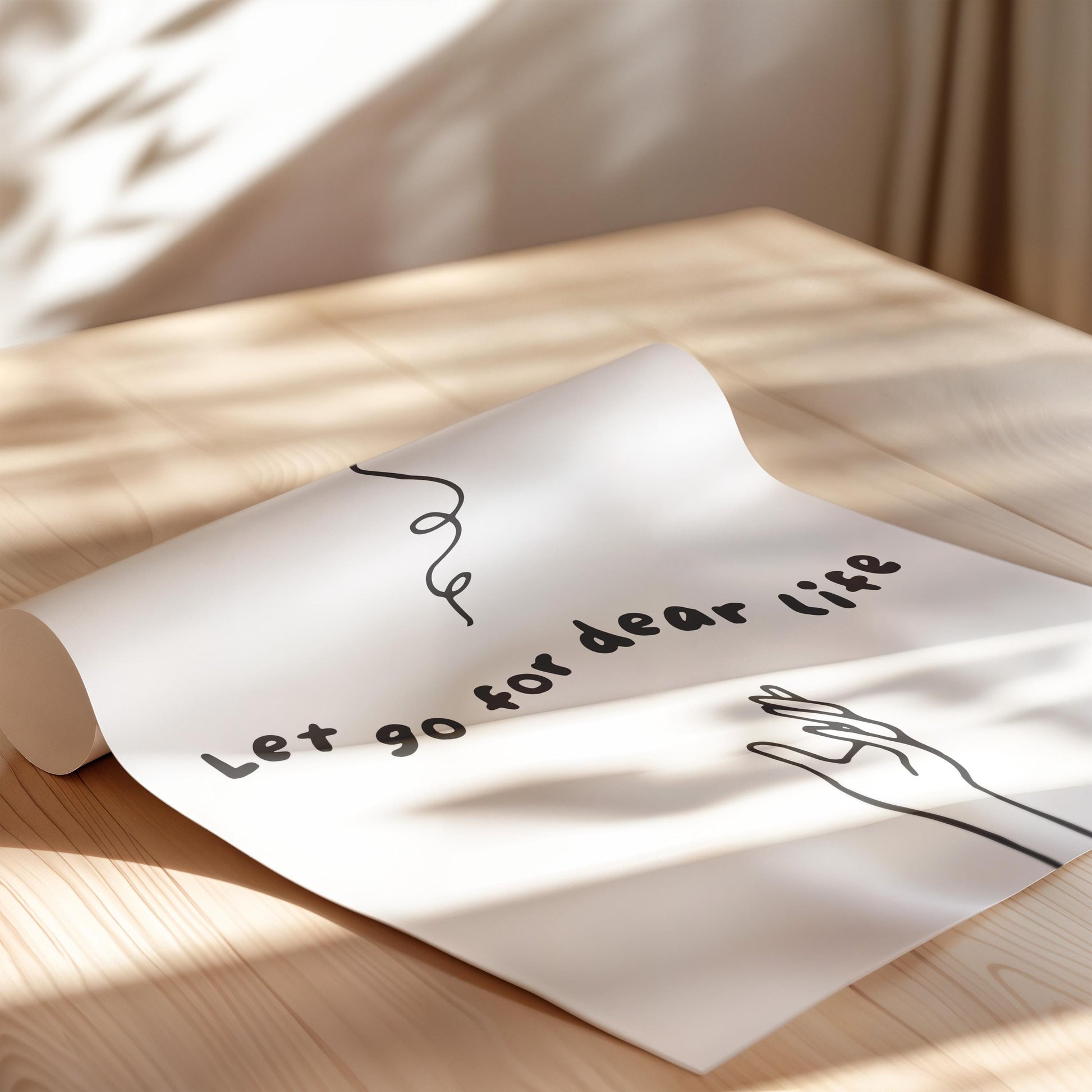 Customizable Let go for dear life Art Print Poster ONLY, Thoughtful Art Print, Mental Health Wall art, Doodle Art Print, Custom Colours