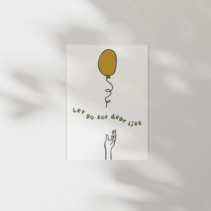 Customizable Let go for dear life Art Print Poster ONLY, Thoughtful Art Print, Mental Health Wall art, Doodle Art Print, Custom Colours