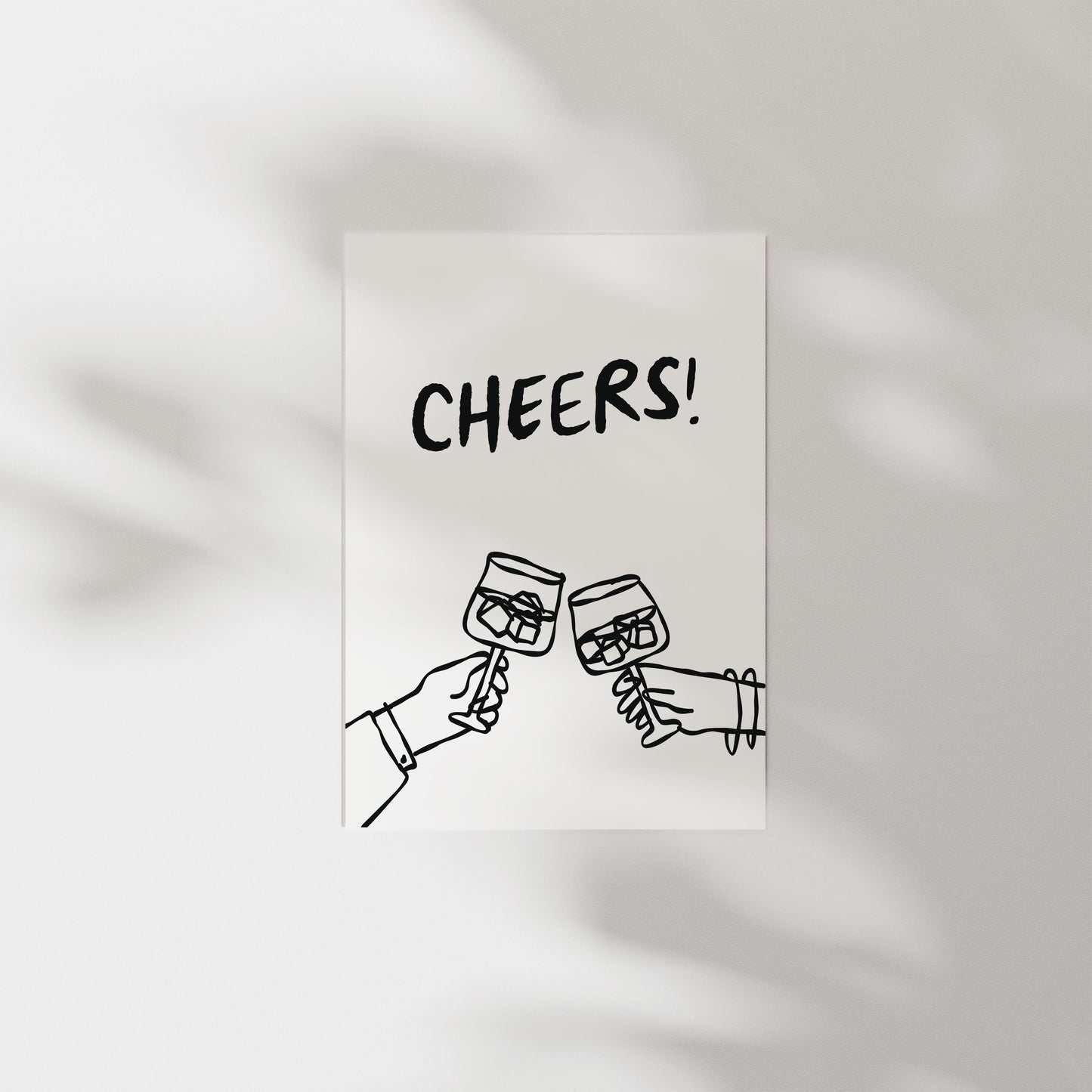 Customizable Cheers! Art Print Poster ONLY, Kitchen Wine Wall Art, Wall Decor for Wine Lovers, Funny Adult Poster, Hand drawn doodle poster