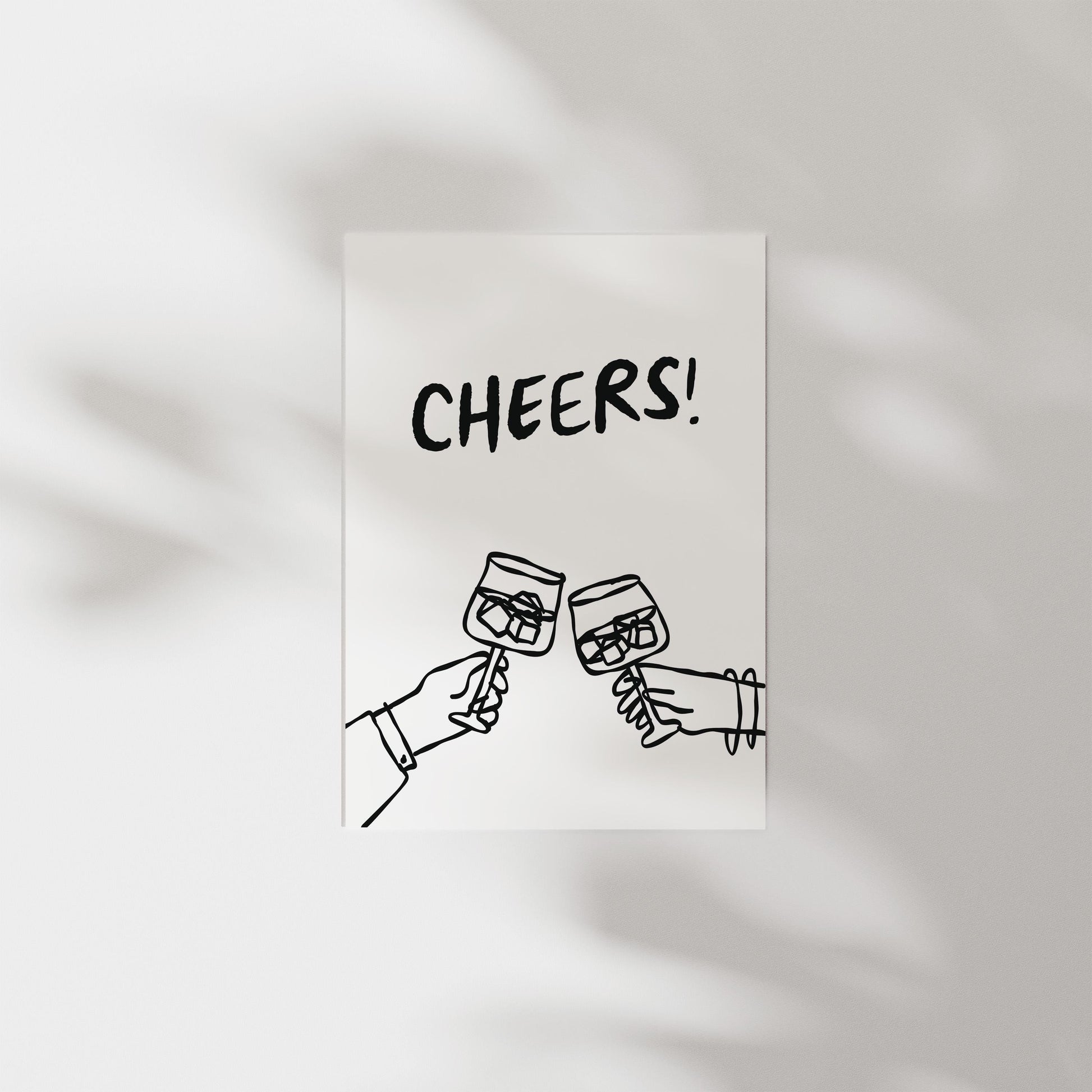 Customizable Cheers! Art Print Poster ONLY, Kitchen Wine Wall Art, Wall Decor for Wine Lovers, Funny Adult Poster, Hand drawn doodle poster