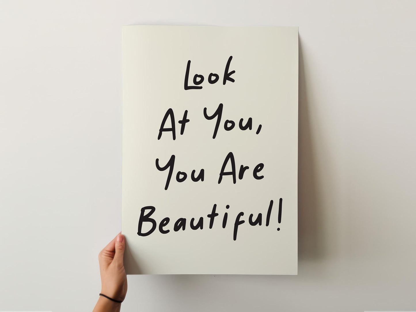 Customizable Look at You, You are Beautiful Art Print Poster ONLY, Inspiring Bedroom Art, Salon Wall Decor, Bathroom Print, Custom Colours