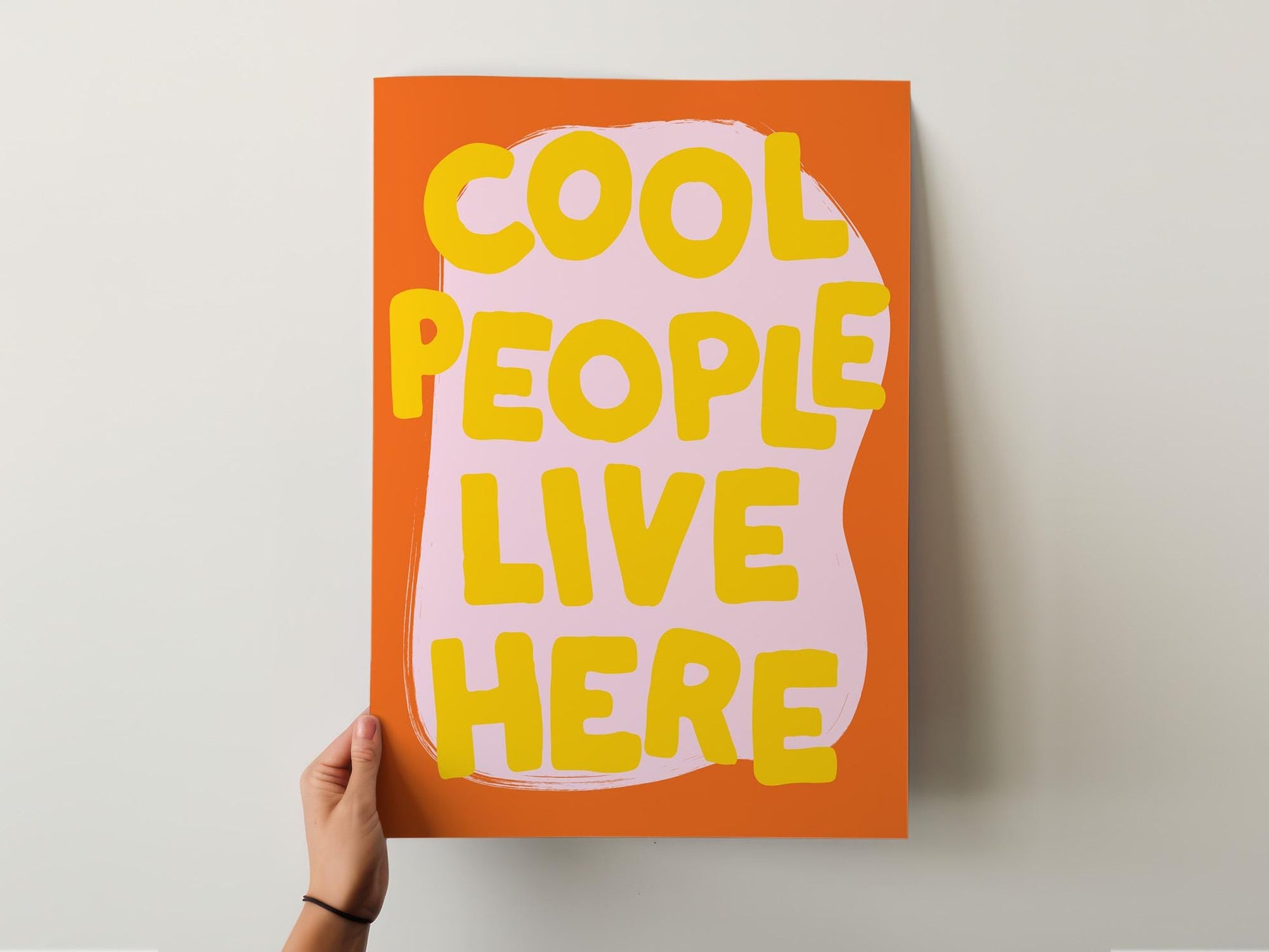 Customizable Cool People Live Here Art Print Poster ONLY, Hallway Art, Welcome Wall Decor, Entryway Print, Maximalist Doodle Art Print