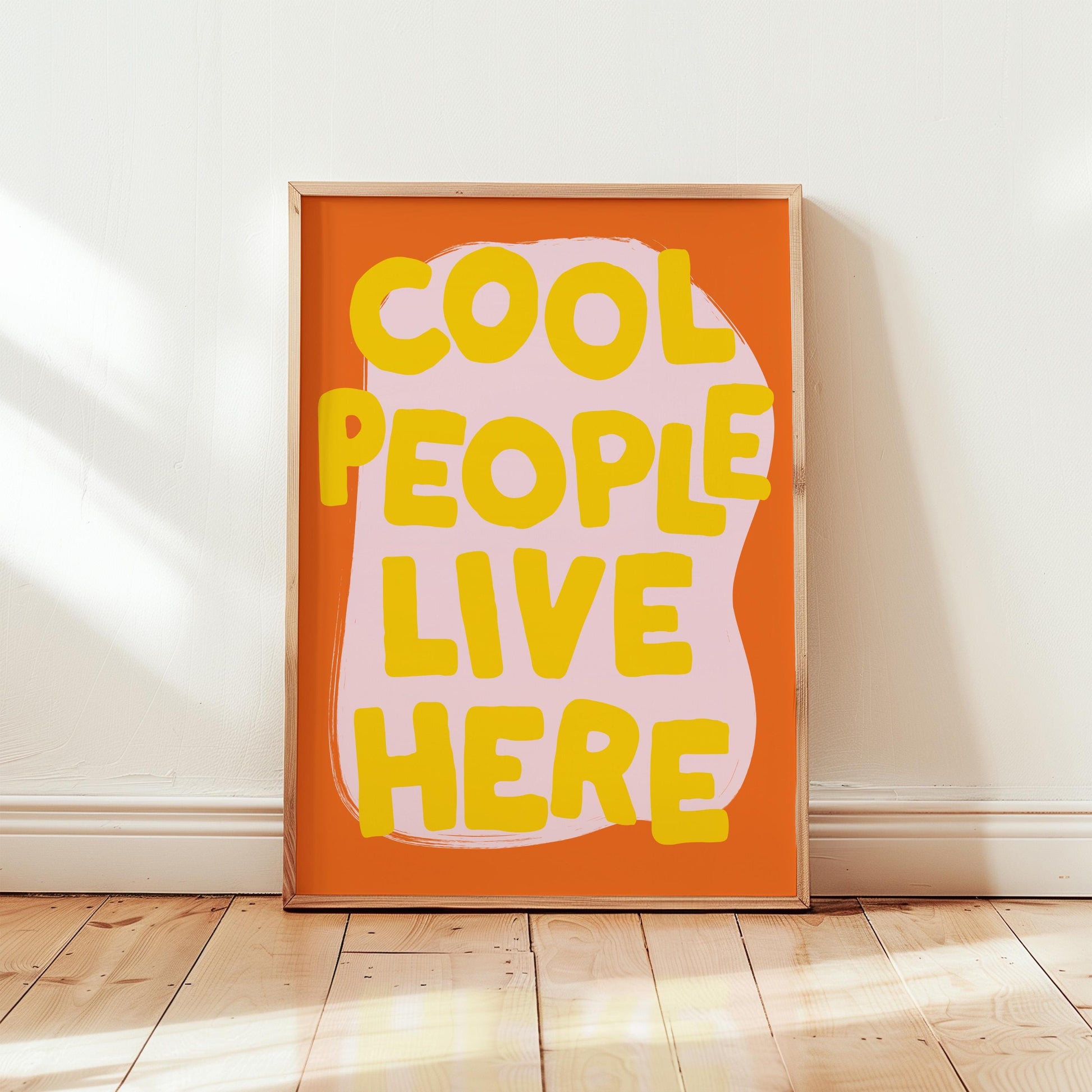 Customizable Cool People Live Here Art Print Poster ONLY, Hallway Art, Welcome Wall Decor, Entryway Print, Maximalist Doodle Art Print
