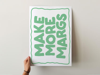 Customizable Make More Margs Art Print Poster ONLY, Kitchen Wall Art, funny Wall Decor for cocktail Lovers, Bar Decor, Make Margaritas