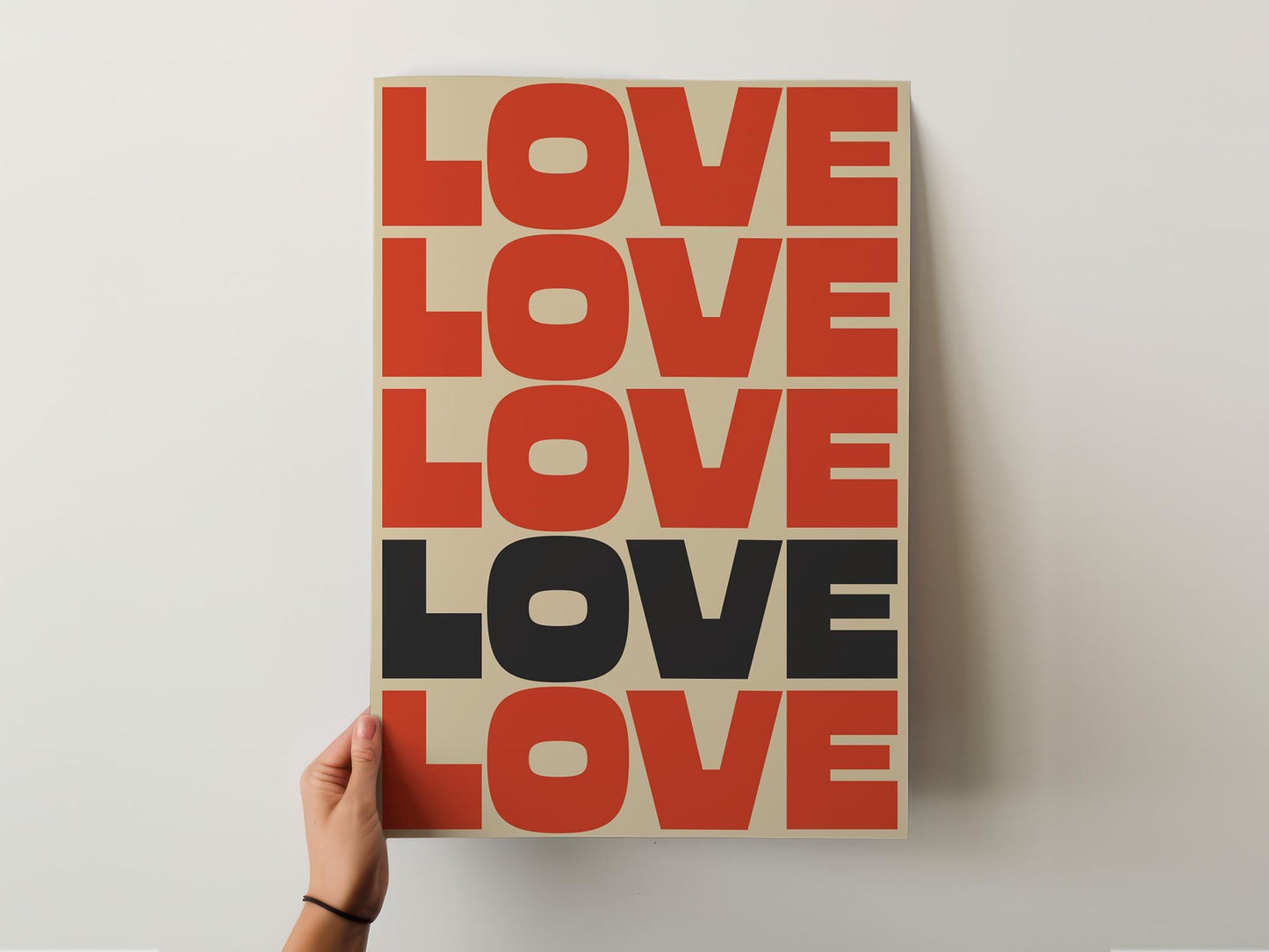 Customizable Love X5 Art Print Poster ONLY, Bold Retro Mid-Centry Art Prints, Bold Love Wall Decor, Maximalist Art Prints, Custom Colours