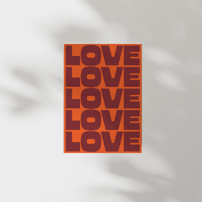 Customizable Love X5 Art Print Poster ONLY, Bold Retro Mid-Centry Art Prints, Bold Love Wall Decor, Maximalist Art Prints, Custom Colours
