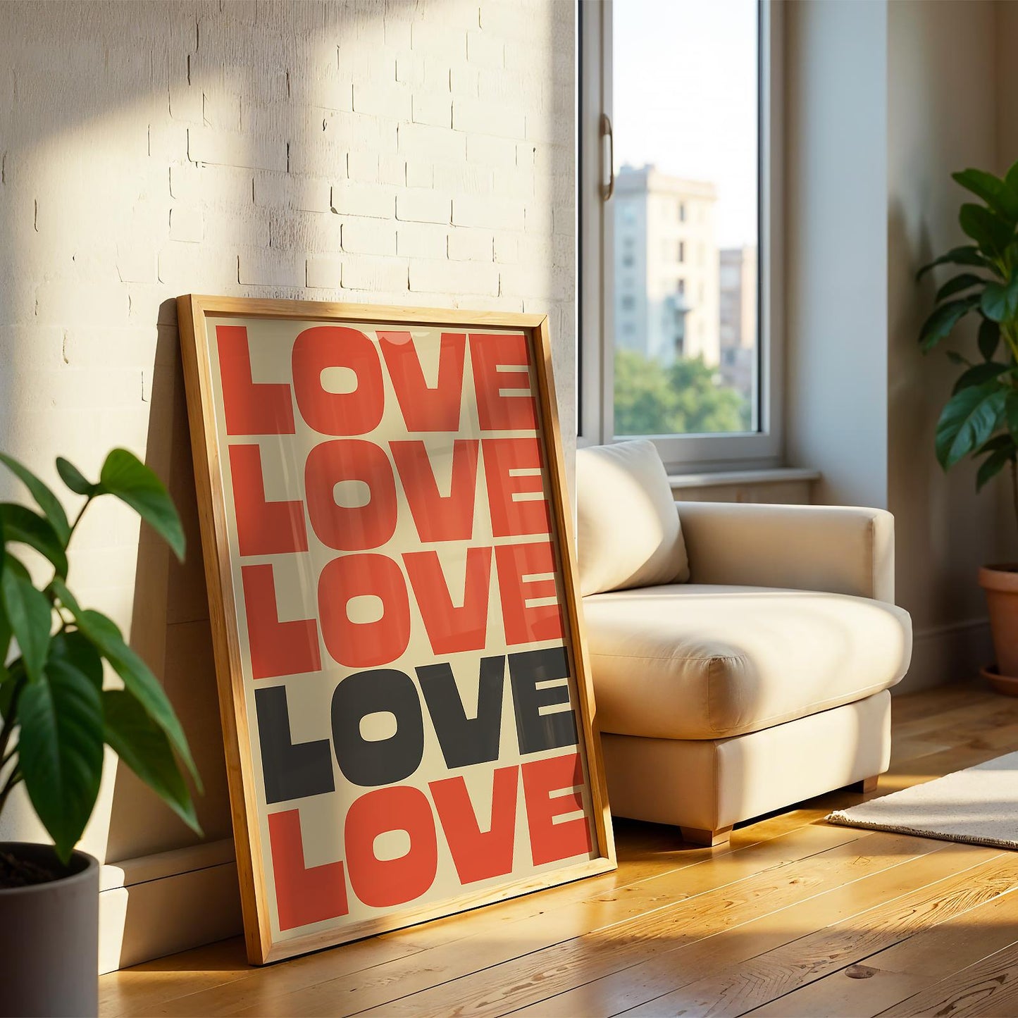 Customizable Love X5 Art Print Poster ONLY, Bold Retro Mid-Centry Art Prints, Bold Love Wall Decor, Maximalist Art Prints, Custom Colours