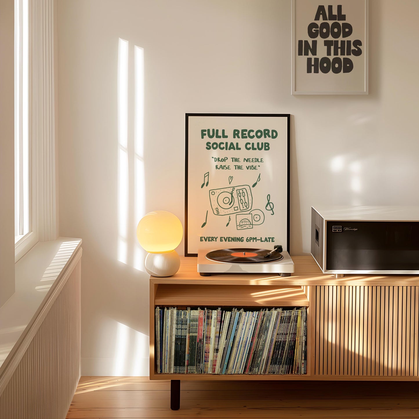 Customizable Full Record Social Club, Art Print Poster ONLY, drop the needle, Living Room Art, vinyl lover art print, Music Poster,