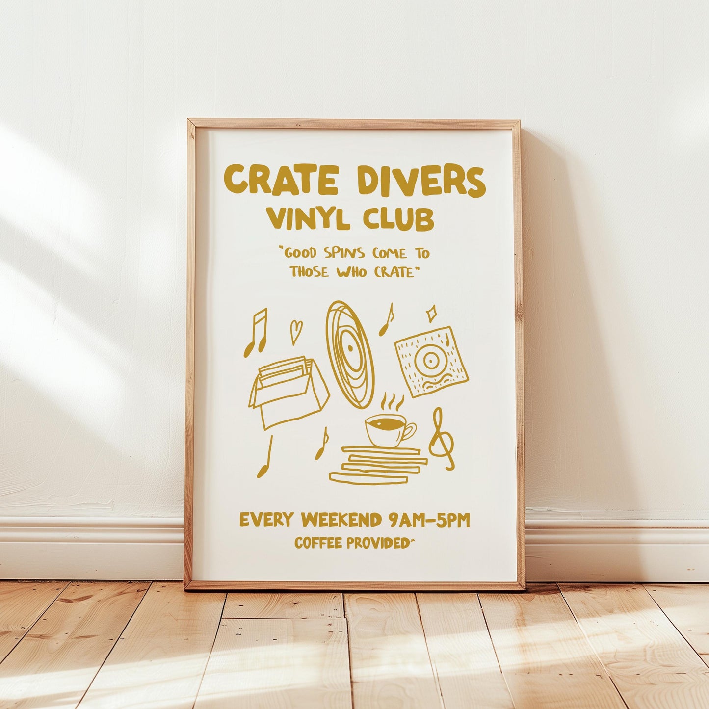 Customizable Crate Divers Vinyl Club, Retro Art Print Poster ONLY, Record Player Music Room Art, Living Room Art, Vinyl Art, Music Poster