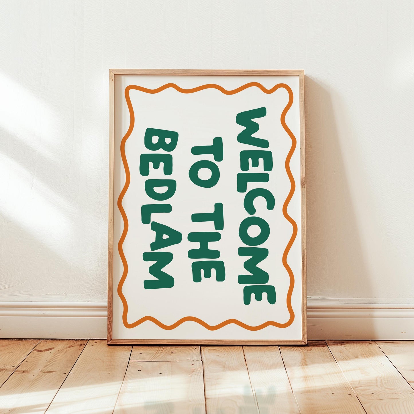 Customizable Welcome To The Bedlam Art Print Poster ONLY, Hallway Art, Funny Welcome Wall Decor, Entryway Print, Minimalist Doodle Art Print
