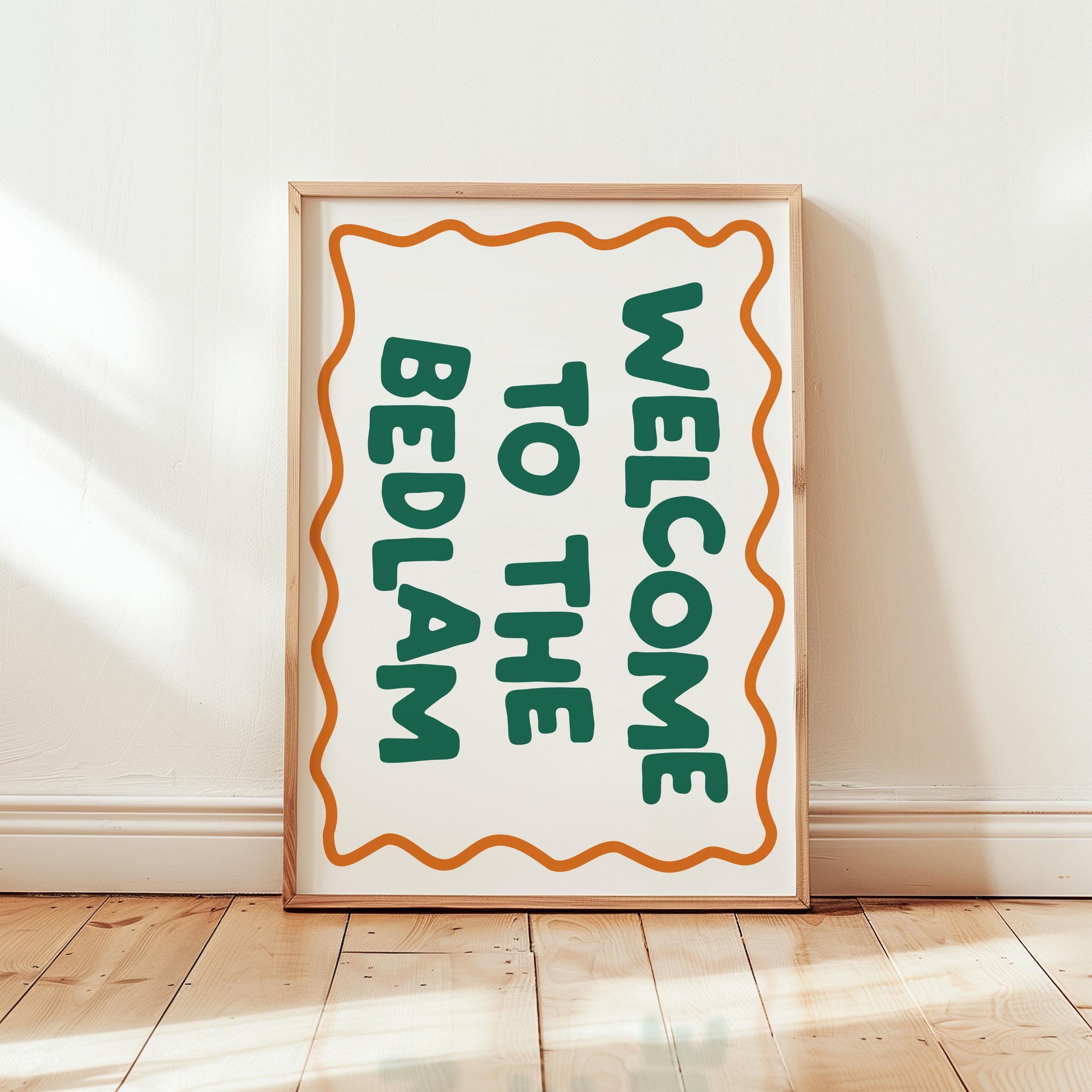 Customizable Welcome To The Bedlam Art Print Poster ONLY, Hallway Art, Funny Welcome Wall Decor, Entryway Print, Minimalist Doodle Art Print