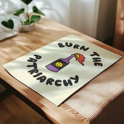 Customizable Burn The Patriarchy Print Poster ONLY, Protest Art, Feminism Wall Decor, Social Justice Poster, Activism Art, Gender Equality