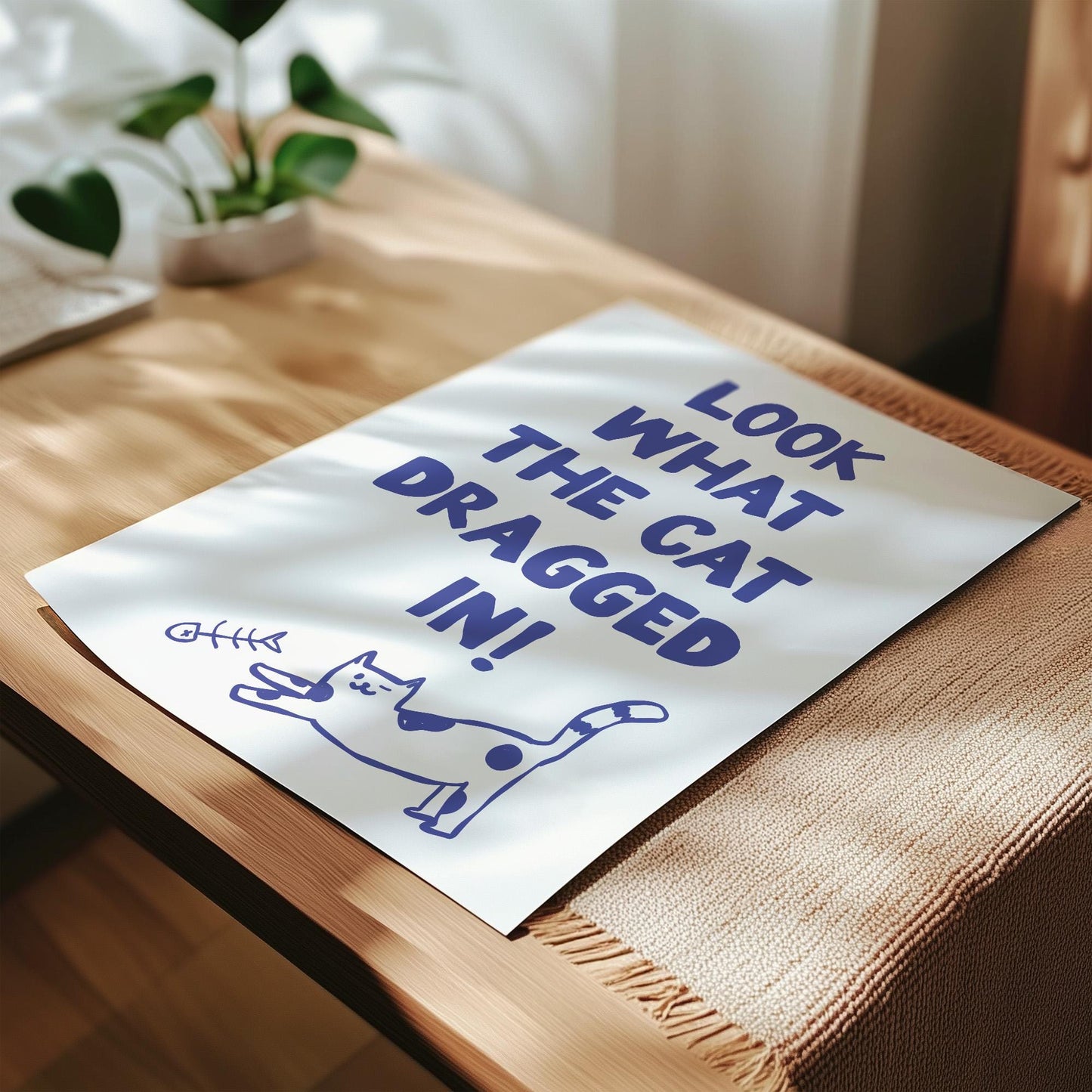 Customizable Look what the Cat Dragged in! Art Print Poster ONLY, Funny Hallway Art | Welcome Wall Decor, Entryway Print, Cute Cats Print