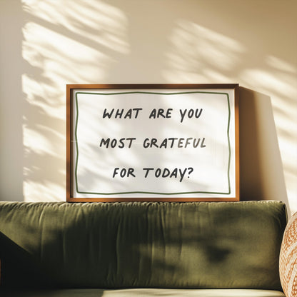 Customizable What are you grateful for today? Art Print Poster ONLY, Mindful Print, Gratitude Bedroom Wallart, Doodle Print, Custom Colours