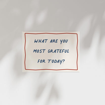 Customizable What are you grateful for today? Art Print Poster ONLY, Mindful Print, Gratitude Bedroom Wallart, Doodle Print, Custom Colours