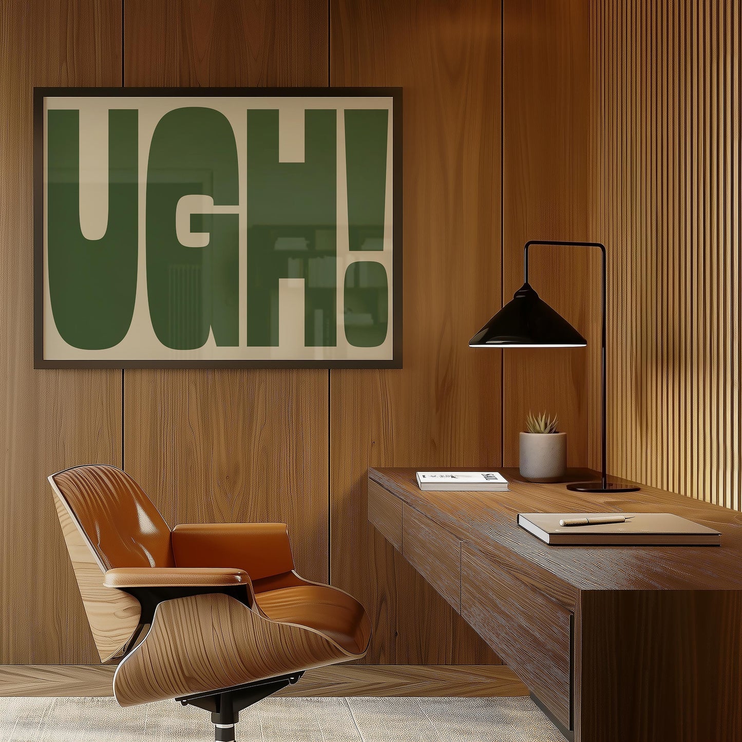 Customizable Ugh! Art Print Poster ONLY, Funny Bright Bold Print, Maximalist Office Wall art, Funny Tired Art Print, Custom Colours