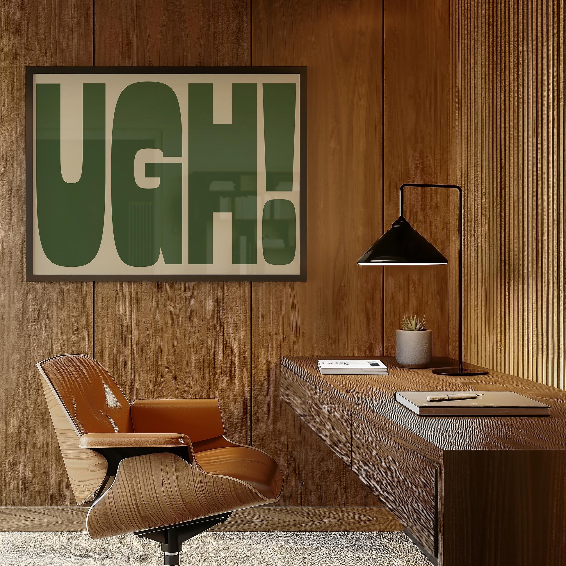 Customizable Ugh! Art Print Poster ONLY, Funny Bright Bold Print, Maximalist Office Wall art, Funny Tired Art Print, Custom Colours
