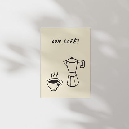 Customizable Un Cafe? Art Print Poster ONLY, Coffee Kitchen Art, Spanish Coffee Dining Room Wall Decor, Coffee Lover Print, Minimal Cafe Art