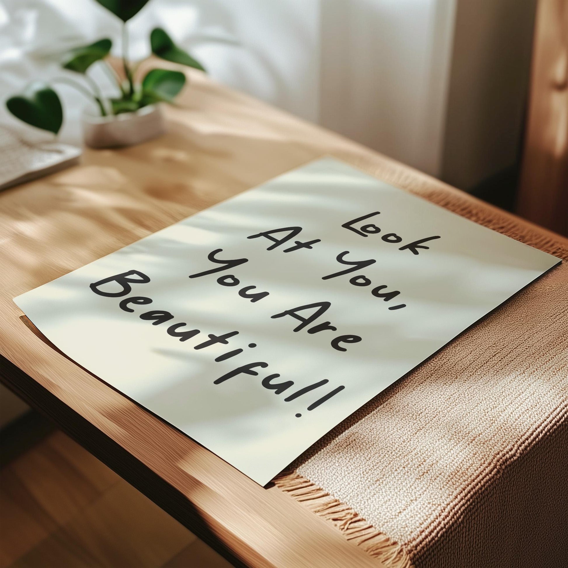 Customizable Look at You, You are Beautiful Art Print Poster ONLY, Inspiring Bedroom Art, Salon Wall Decor, Bathroom Print, Custom Colours