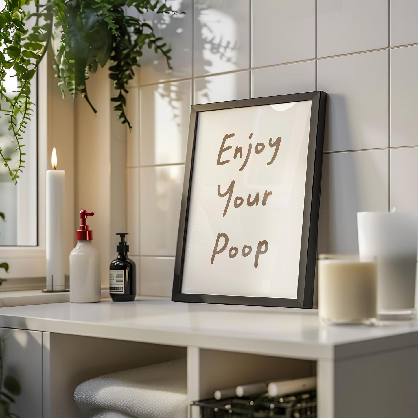 Customizable Enjoy Your Poop, Art Print Poster ONLY, Funny Bathroom Art, Toilet Wall Decor, Funny Powder Room Print, Custom Colours