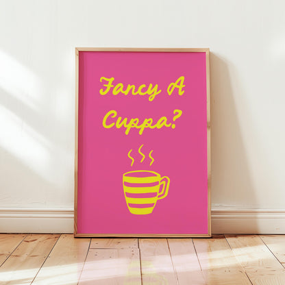 Customizable Fancy a cuppa? Art Print Poster ONLY, Coffee Kitchen Art, Tea & Coffee Dining Room Wall Decor, Coffee Print, Living Room Print