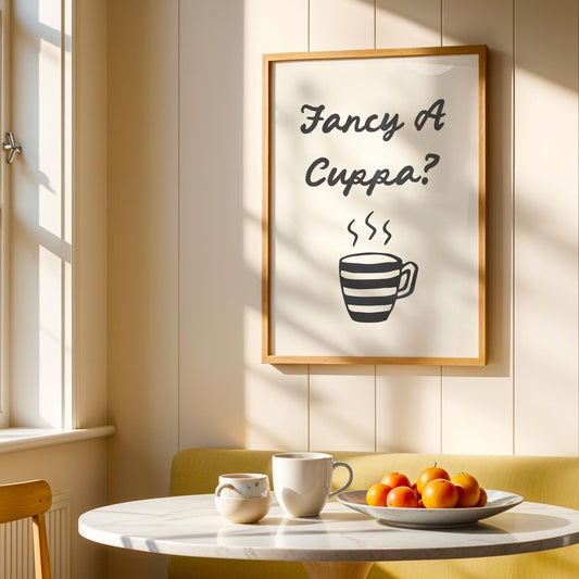 Customizable Fancy a cuppa? Art Print Poster ONLY, Coffee Kitchen Art, Tea & Coffee Dining Room Wall Decor, Coffee Print, Living Room Print
