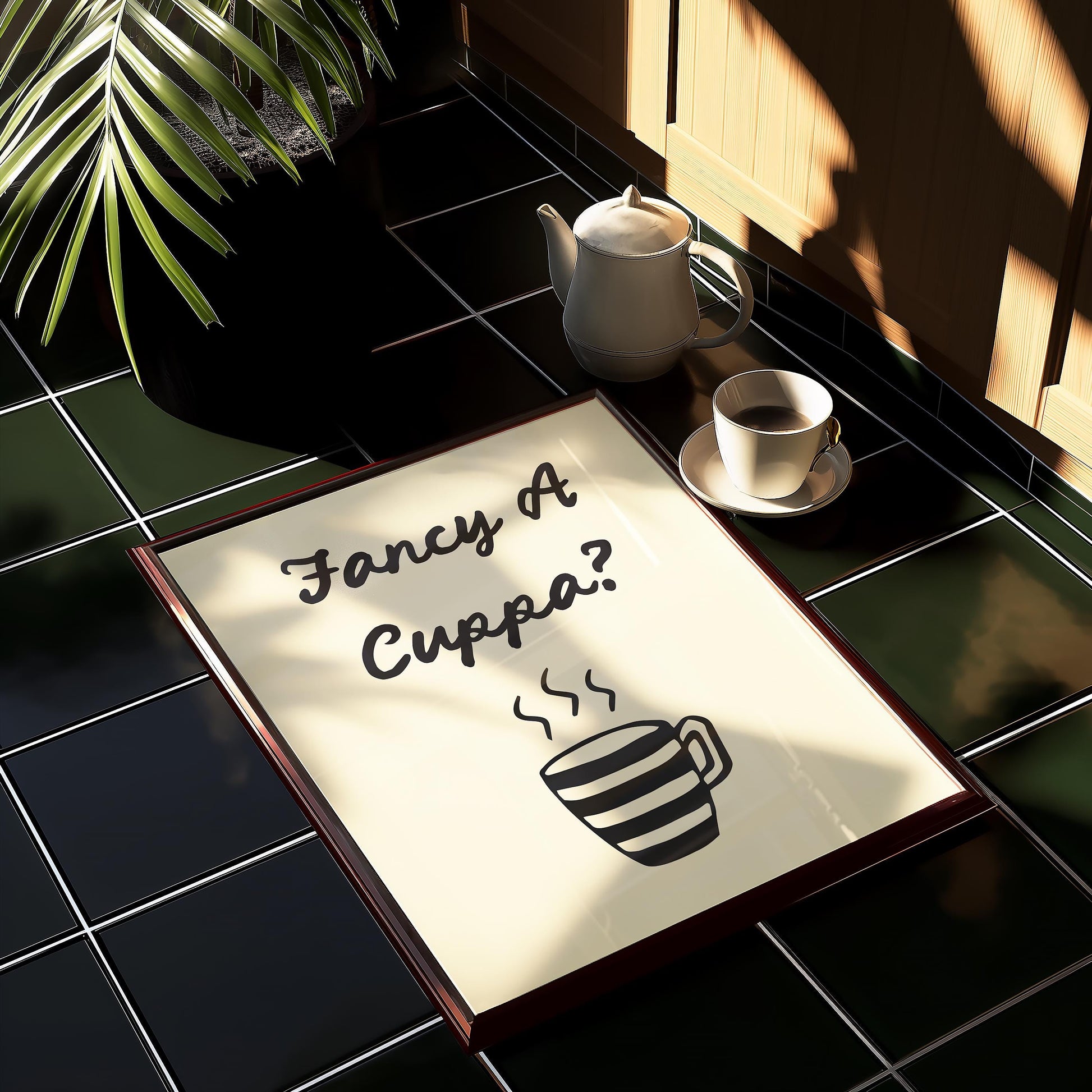 Customizable Fancy a cuppa? Art Print Poster ONLY, Coffee Kitchen Art, Tea & Coffee Dining Room Wall Decor, Coffee Print, Living Room Print