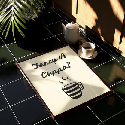 Customizable Fancy a cuppa? Art Print Poster ONLY, Coffee Kitchen Art, Tea & Coffee Dining Room Wall Decor, Coffee Print, Living Room Print
