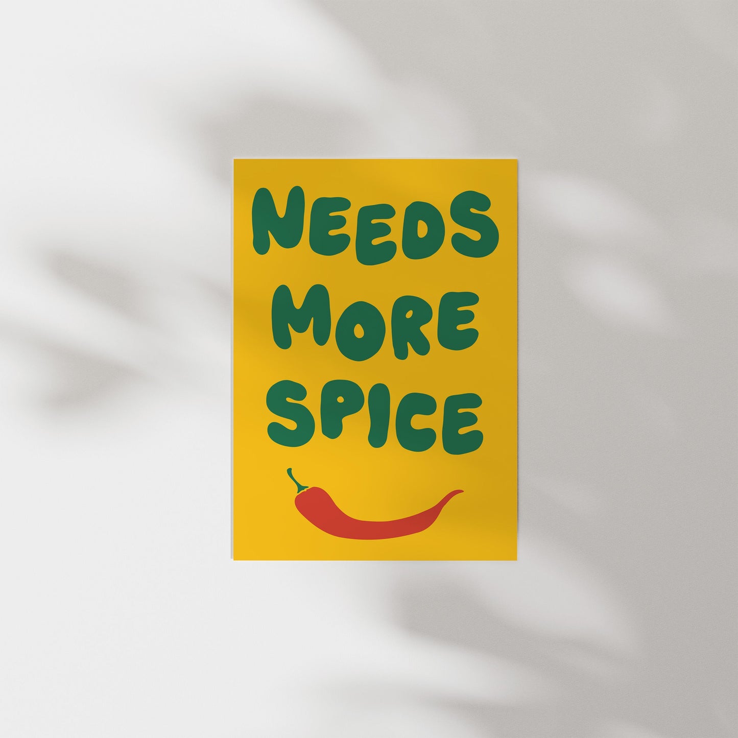 Customizable Needs More Spice Art Print Poster ONLY, funny kitchen Art, Bold Kitchen Wall Decor, Funny Chili Pepper Poster, Foody Art