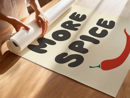 Customizable Needs More Spice Art Print Poster ONLY, funny kitchen Art, Bold Kitchen Wall Decor, Funny Chili Pepper Poster, Foody Art