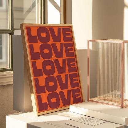 Customizable Love X5 Art Print Poster ONLY, Bold Retro Mid-Centry Art Prints, Bold Love Wall Decor, Maximalist Art Prints, Custom Colours